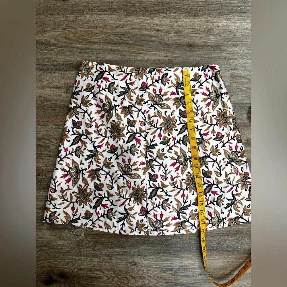 Tory Burch - Cream & Multicolored Floral Print Silk Miniskirt Sz 6 NWT